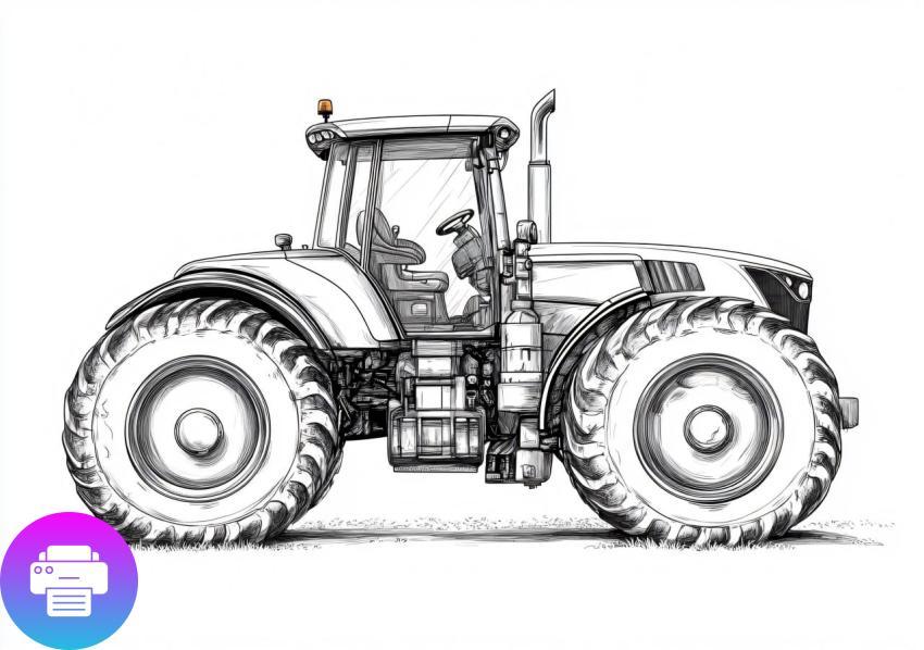 Раскраска трактора для детей - Скачать и распечатать