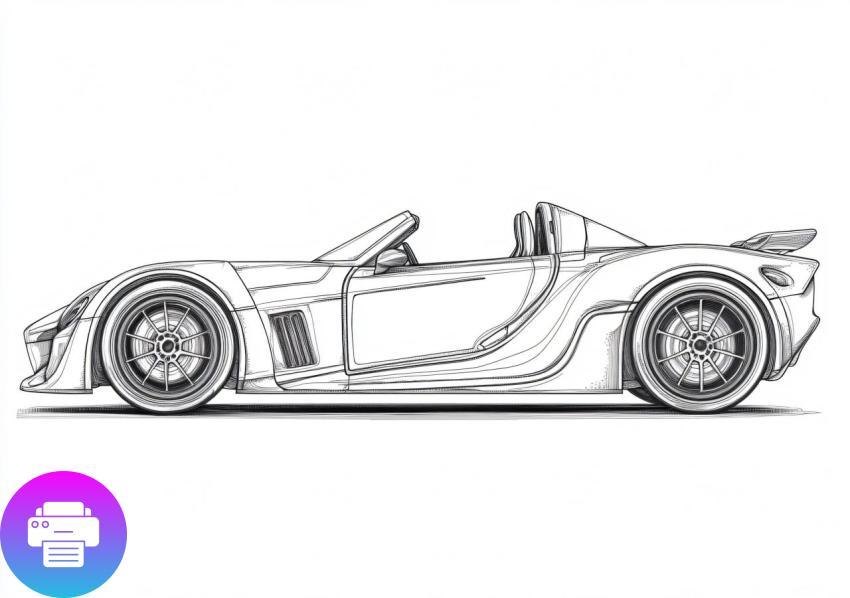 Раскраска спорткар для детей - Скачать и распечатать
