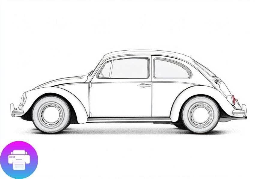 Раскраска Volkswagen Beetle - Легковая Классика