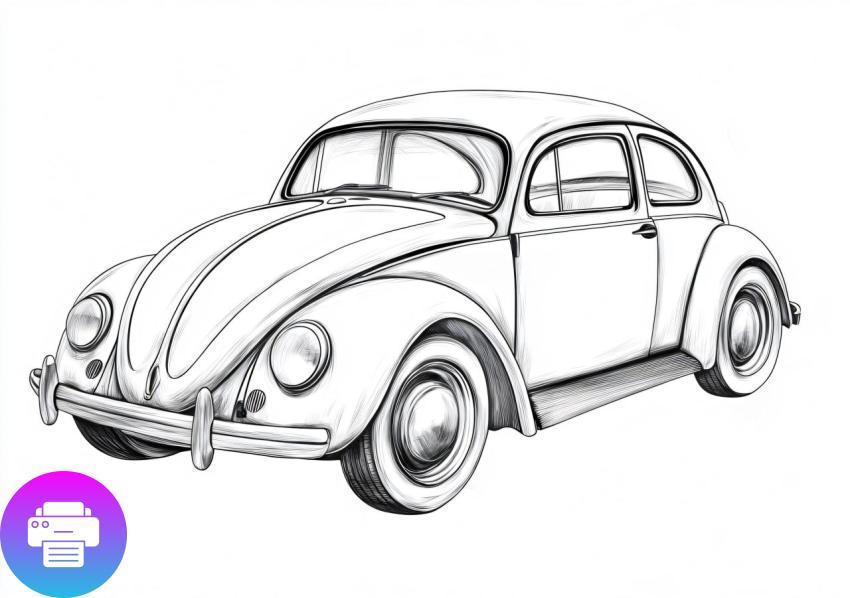 Классический Автомобиль Volkswagen Beetle Раскраска