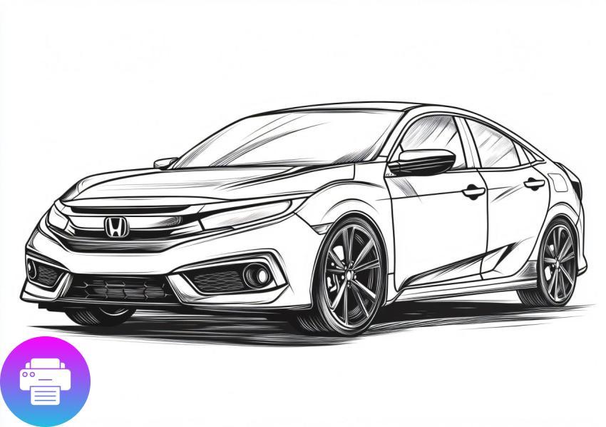 Раскраска Стильного Автомобиля Honda