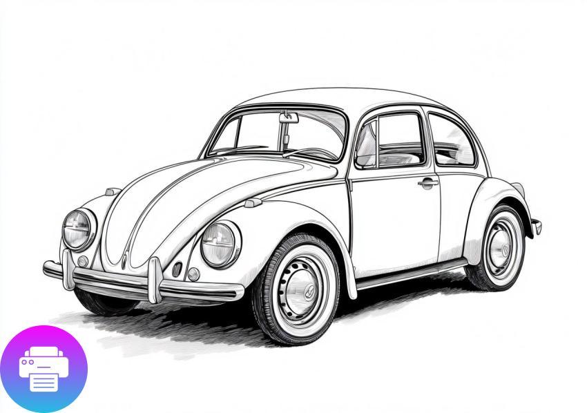 Раскраска классического автомобиля Beetle