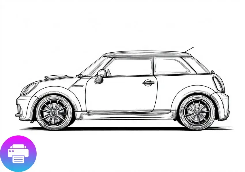 Раскраска автомобиля Mini Cooper в профиль