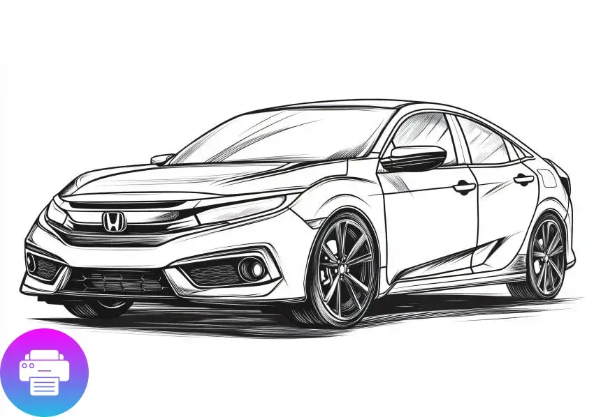 Раскраска Стильного Автомобиля Honda