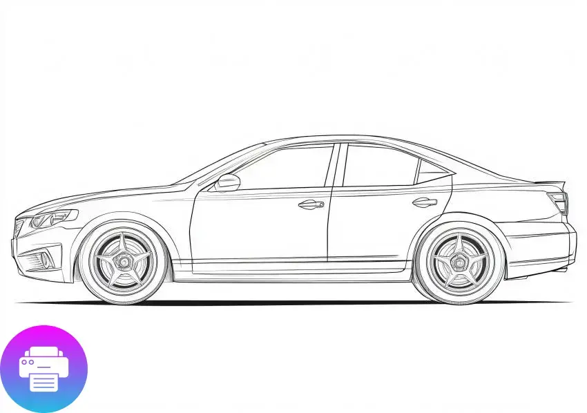 Раскраска стильного седана для творчества