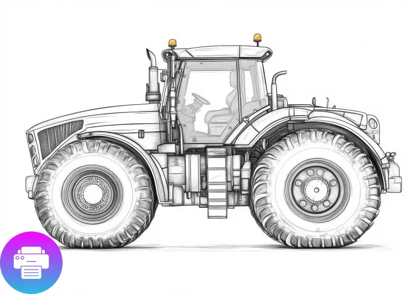 Раскраска Трактор для Печати и Раскрашивания