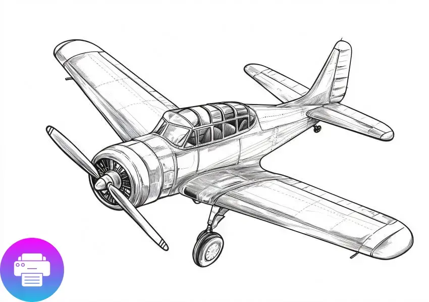 Раскраска винтажного самолета для печати