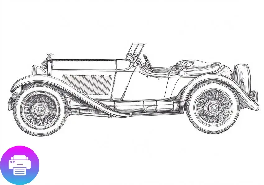Винтажный Автомобиль - Раскраска для Детей